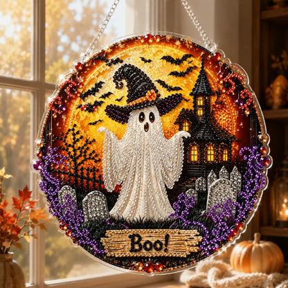 ✨🎃Halloween Black Cat Moon Diamond Art Hanging Ornament Kit👻