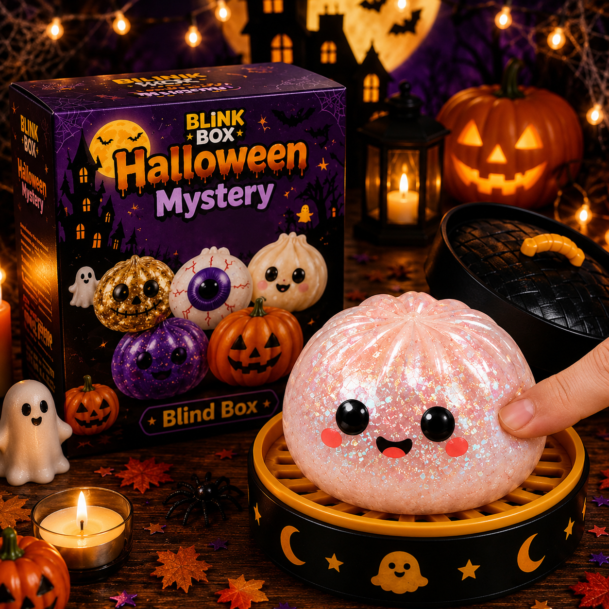Cute Halloween Scary Ghost Maruko Squeeze Toy Set | Portable Stress Relief Toys, Halloween Party Fillers & Holiday Gifts