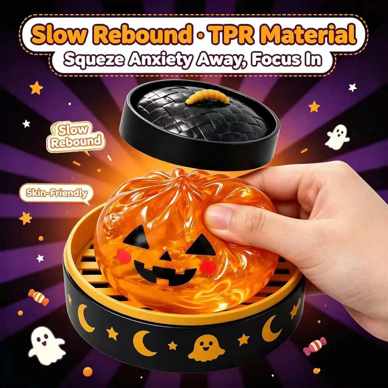 Cute Halloween Scary Ghost Maruko Squeeze Toy Set | Portable Stress Relief Toys, Halloween Party Fillers & Holiday Gifts