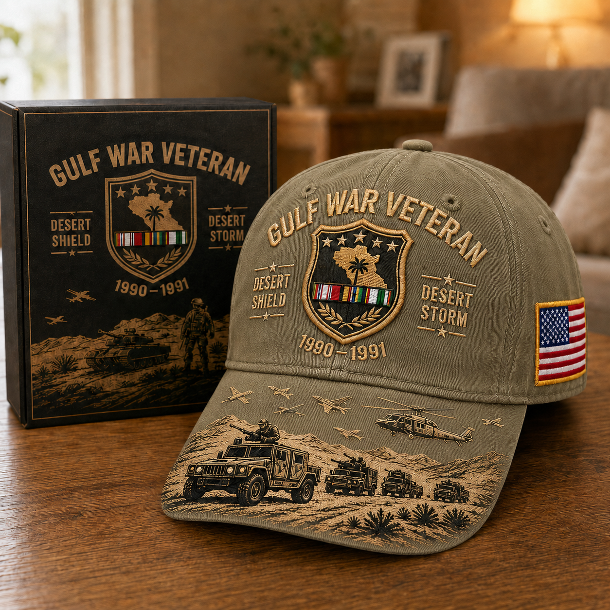 🎖️ Gulf War Veteran Tribute Cap 🇺🇸 Honor Desert Shield & Desert Storm Heroes