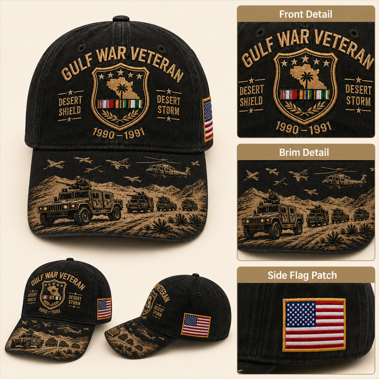 🎖️ Gulf War Veteran Tribute Cap 🇺🇸 Honor Desert Shield & Desert Storm Heroes