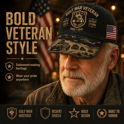 🎖️ Gulf War Veteran Tribute Cap 🇺🇸 Honor Desert Shield & Desert Storm Heroes