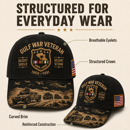 🎖️ Gulf War Veteran Tribute Cap 🇺🇸 Honor Desert Shield & Desert Storm Heroes