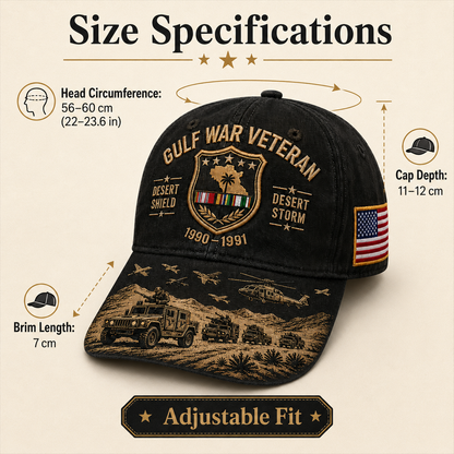 🎖️ Gulf War Veteran Tribute Cap 🇺🇸 Honor Desert Shield & Desert Storm Heroes