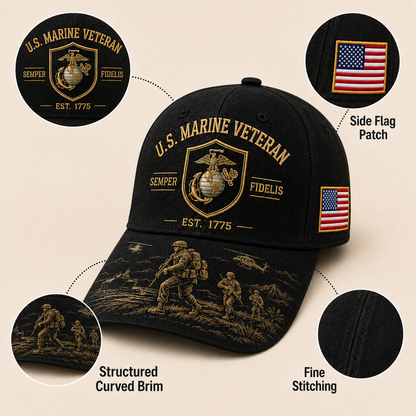 U.S. Marine Veteran Semper Fidelis Commemorative Cap 🇺🇸