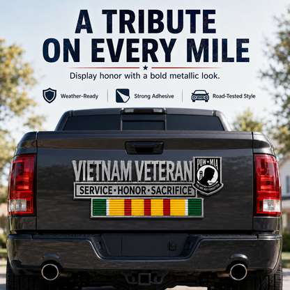 Vietnam Veteran Metal Car Emblem – POW★MIA Tribute Badge 🇺🇸