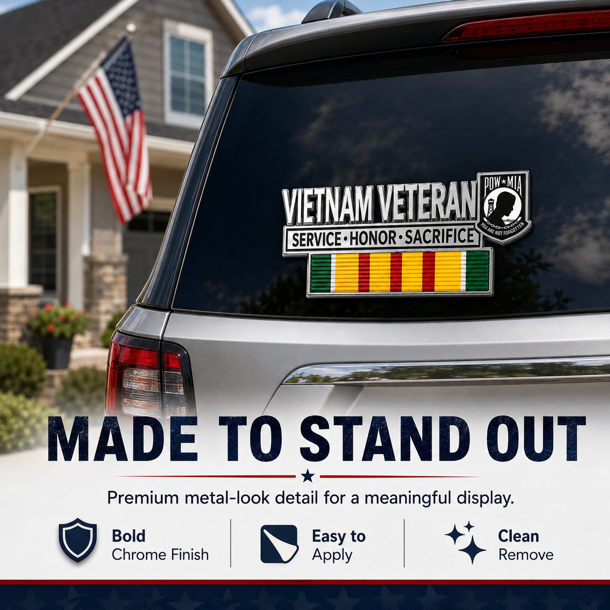 Vietnam Veteran Metal Car Emblem – POW★MIA Tribute Badge 🇺🇸