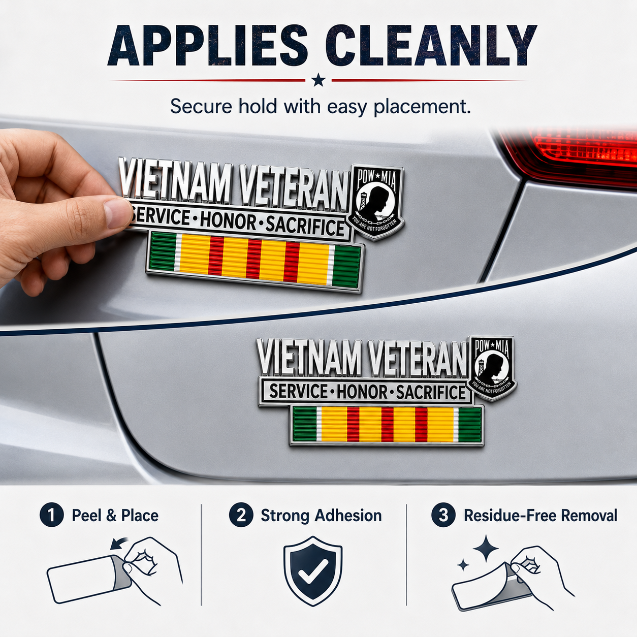Vietnam Veteran Metal Car Emblem – POW★MIA Tribute Badge 🇺🇸