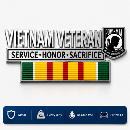 Vietnam Veteran Metal Car Emblem – POW★MIA Tribute Badge 🇺🇸