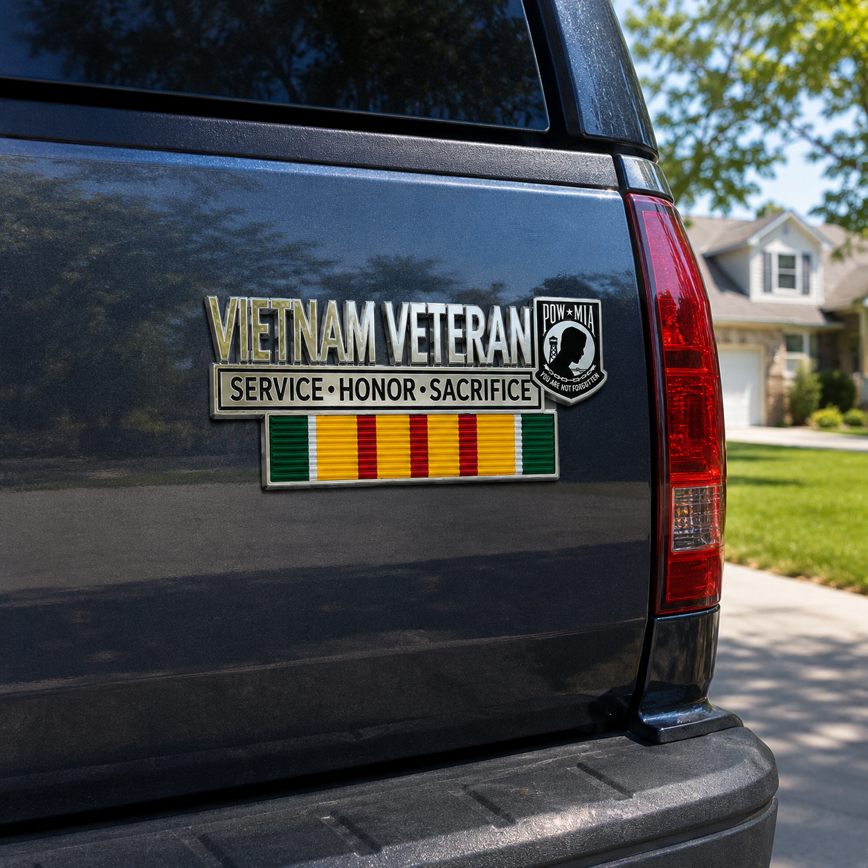 Vietnam Veteran Metal Car Emblem – POW★MIA Tribute Badge 🇺🇸