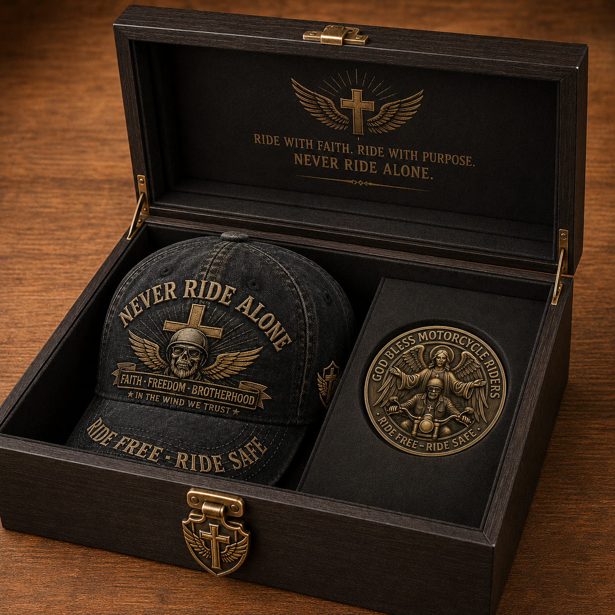 Never Ride Alone Cap🎁 Free Double-Sided Honor Coin With Every Cap Purchase