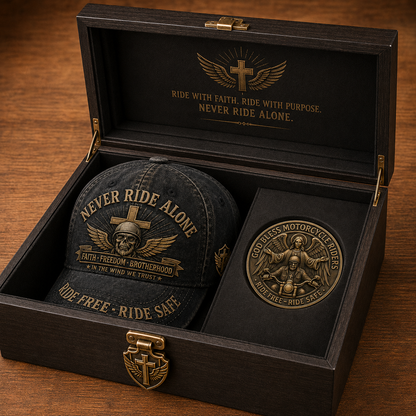 Never Ride Alone Cap🎁 Free Double-Sided Honor Coin With Every Cap Purchase