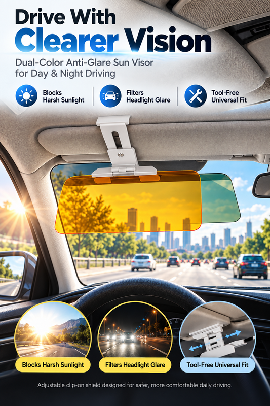 ✨Adjustable Car Anti-Glare Sun Visor • Day & Night Dual-Color Driving Shield