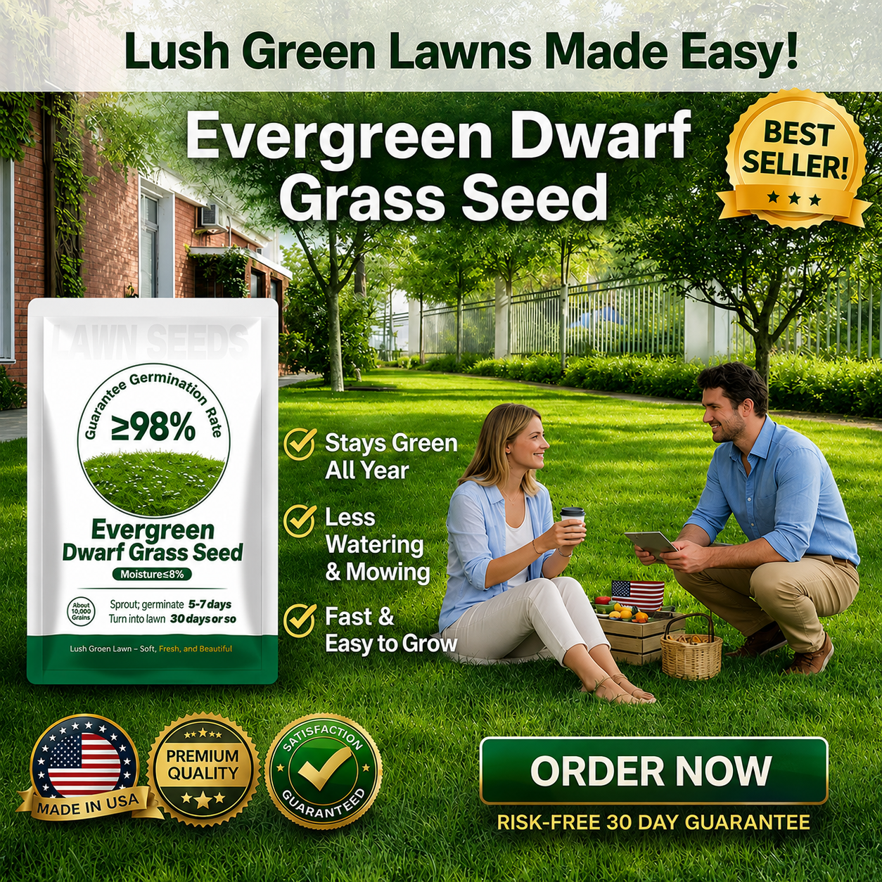 🔥Last Day Promotion 49% OFF🔥🌱2026 Evergreen Dwarf Grass Seed for Four Seasons| Durable, Vibrant Green All Year