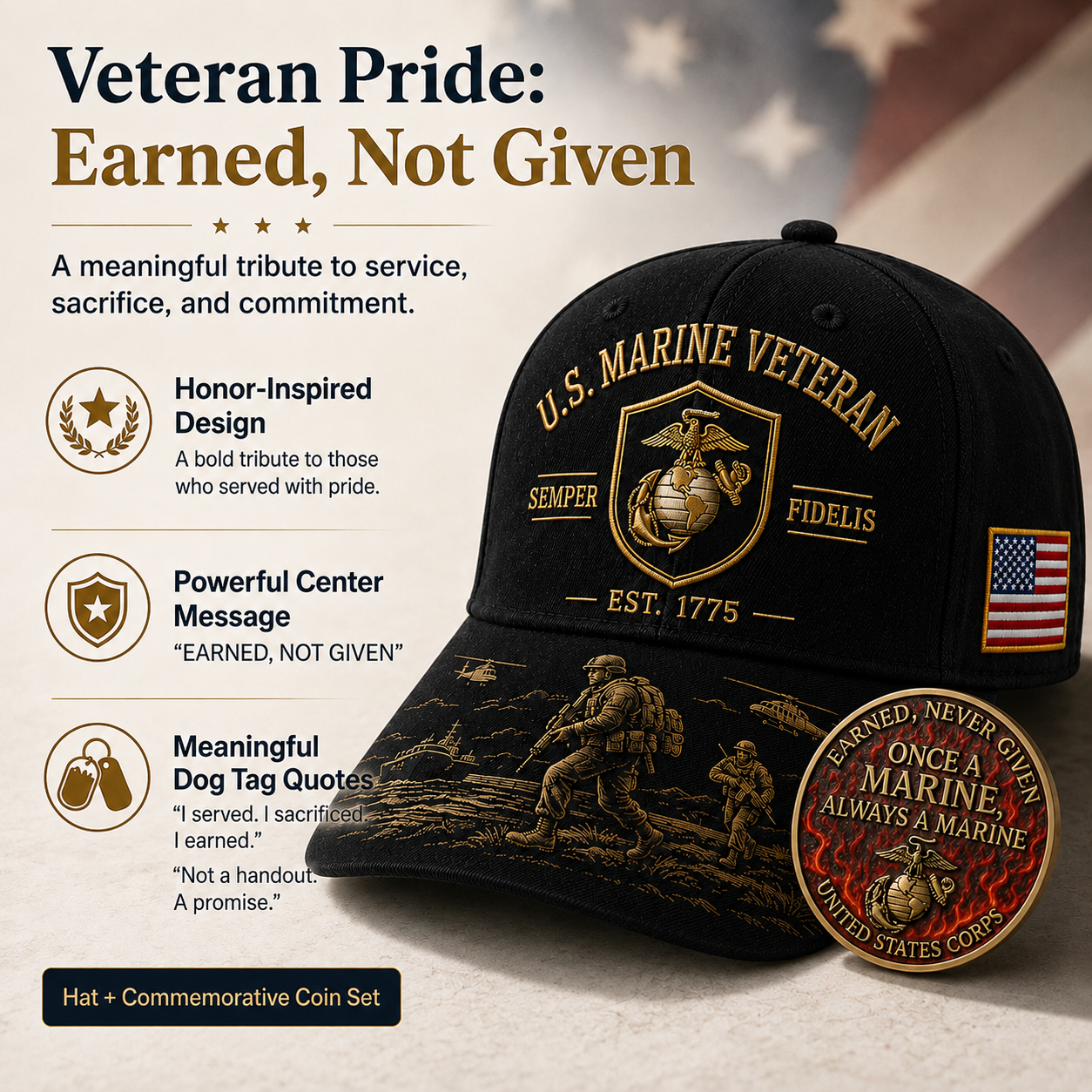 U.S. Marine Veteran Semper Fidelis Commemorative Cap 🇺🇸