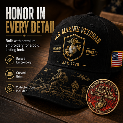 U.S. Marine Veteran Semper Fidelis Commemorative Cap 🇺🇸