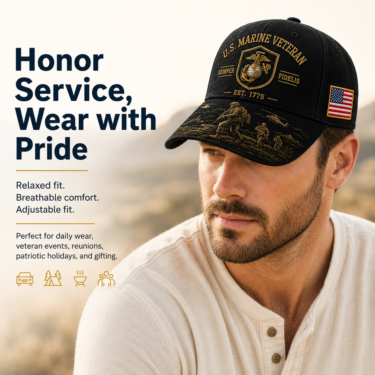 U.S. Marine Veteran Semper Fidelis Commemorative Cap 🇺🇸