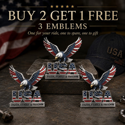 ★USA Faith, Family & Freedom★ Metal Car Emblem