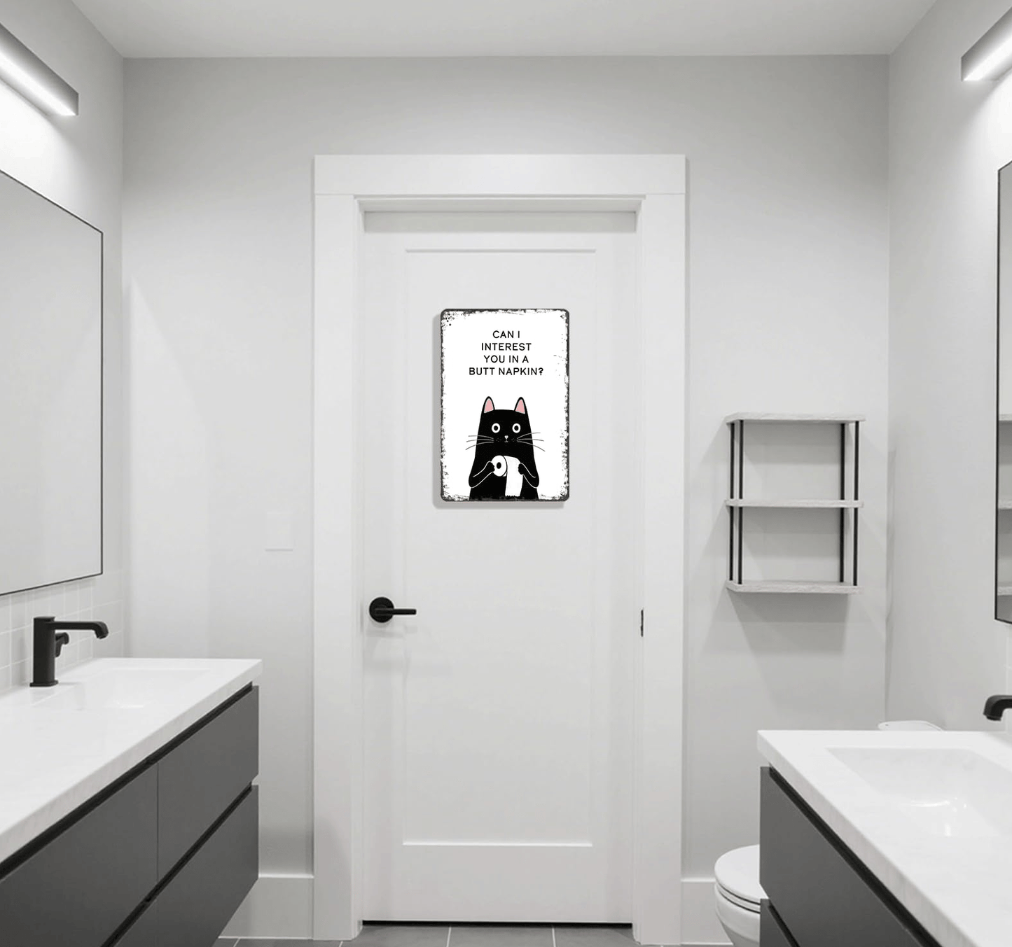 🐾💕 Vintage Cat Bathroom Sign - "Welcome to the Bathroom"