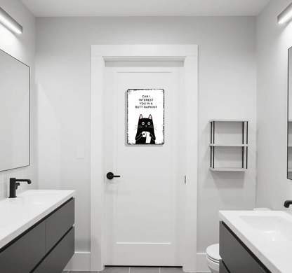 🐾💕 Vintage Cat Bathroom Sign - "Welcome to the Bathroom"