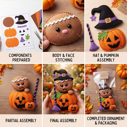 Halloween Witch Gingerbread DIY Hand Sew Felt Craft Kit – For Craft Lovers