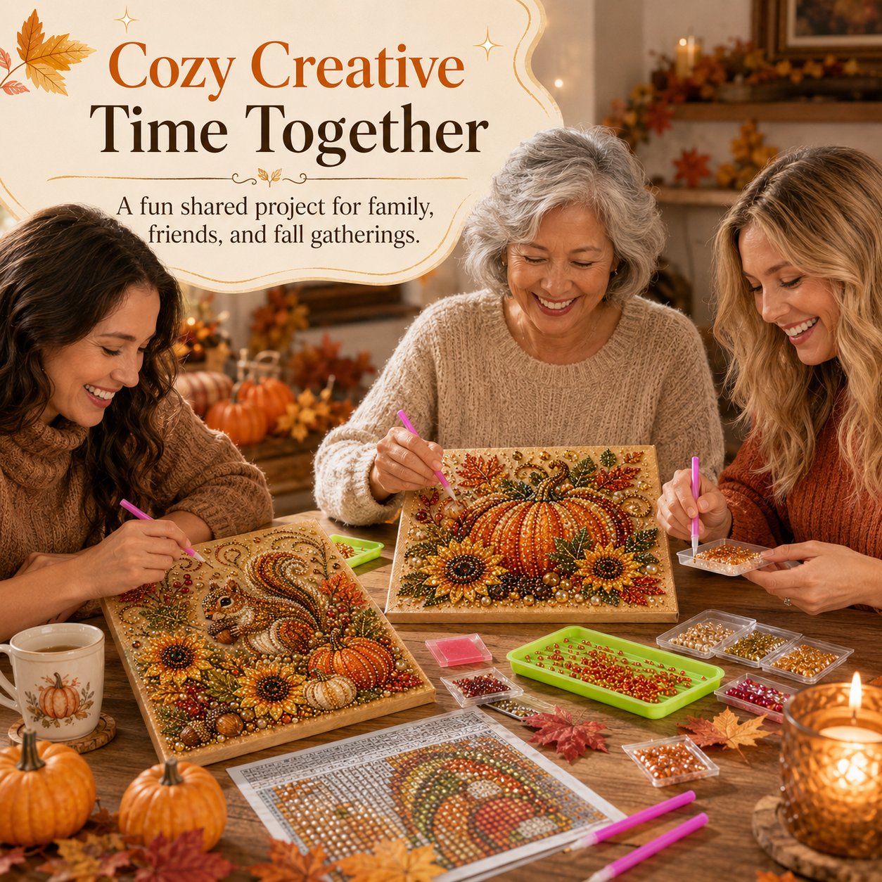 🔥Last Day 49% OFF - 🍂✨Autumn Pearl Painting Kit - Relaxing DIY Craft to Create Sparkling Fall Artwork