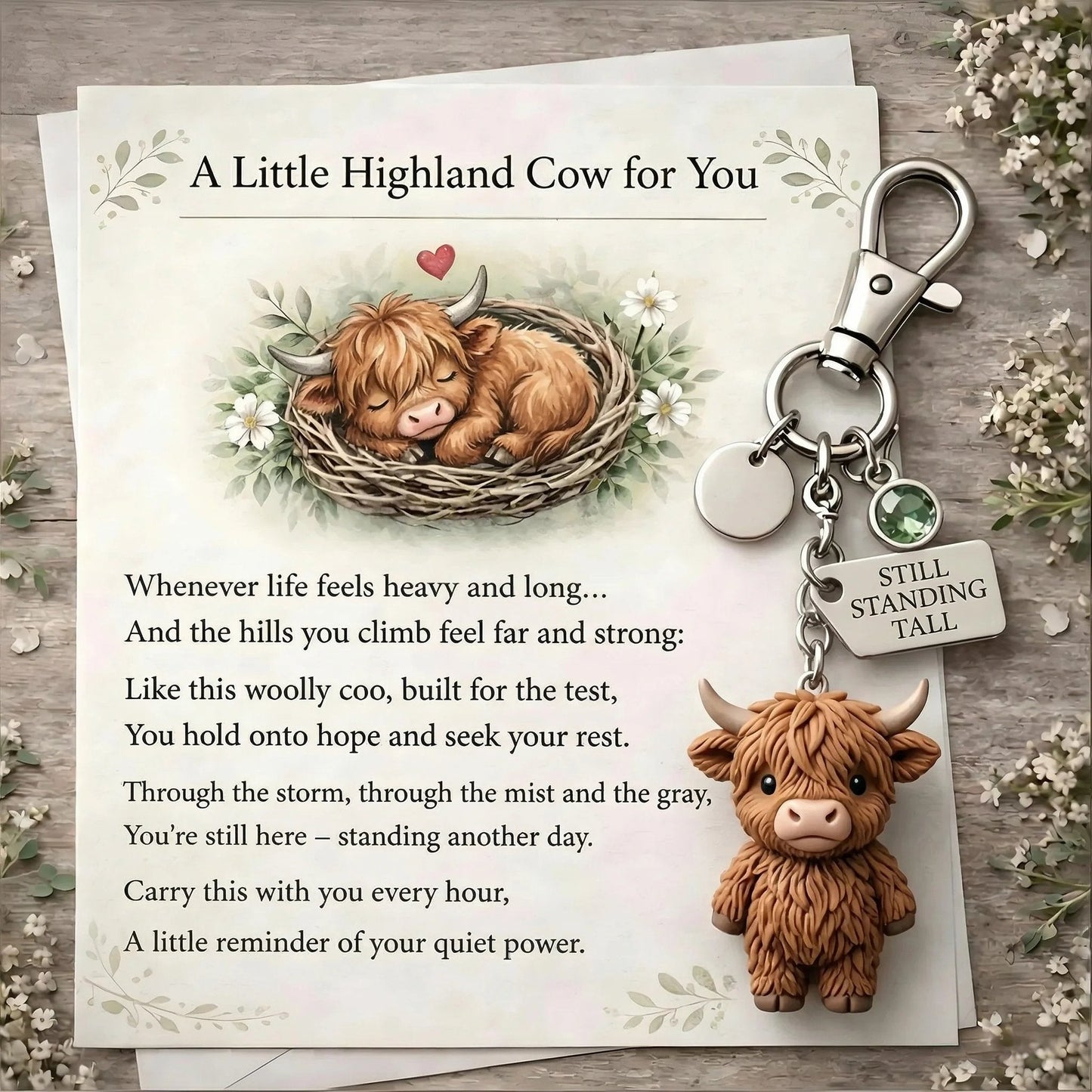 🔥 52% OFF 🐮 Highland Cow Keychain – A Daily Reminder of Quiet Strength 💛