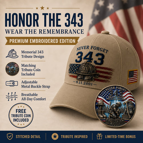 🧢Never Forget 343 Memorial Cap 🔥 Buy the Cap Get the Matching Tribute Coin FREE