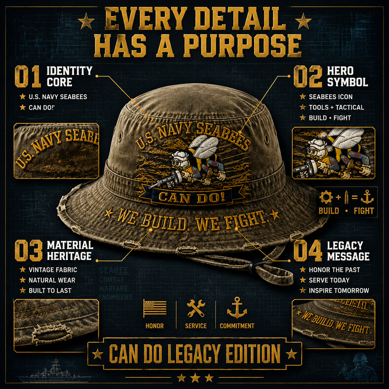 🏆Last Day Promo: 49% OFF - U.S. Navy Seabees CAN DO Bucket Hat