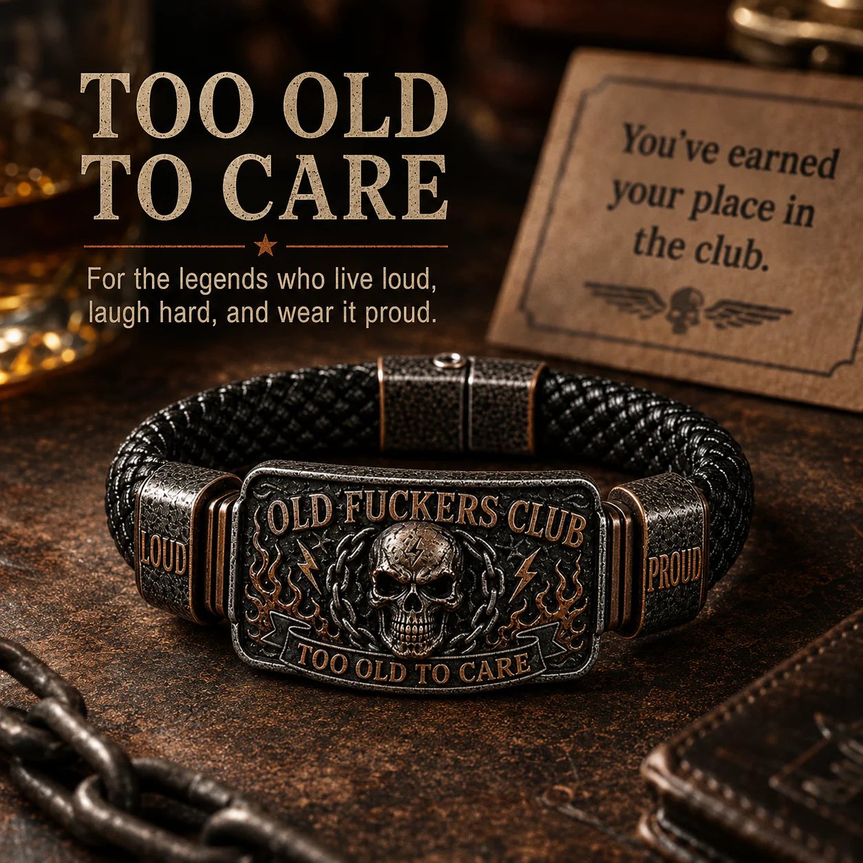 ☠️ Old Fuckers Club Vintage Bracelet 🪓 | 2026 Limited Edition – 🔥30% OFF | Only 17 Left
