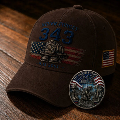 🔥🧢Never Forget 343 Memorial Cap 🎁 Buy the Cap Get the Matching Tribute Coin FREE🧢
