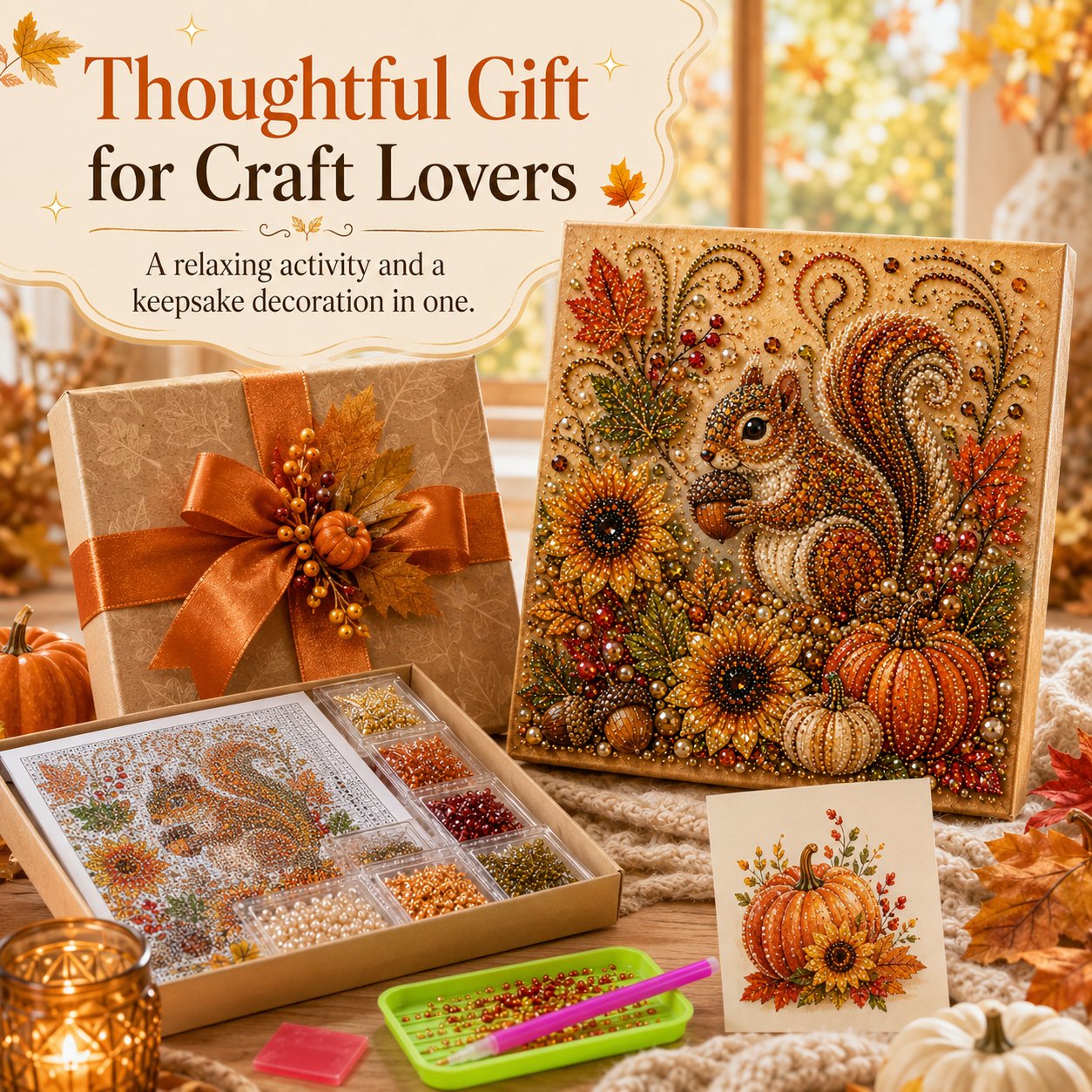 🔥Last Day 49% OFF - 🍂✨Autumn Pearl Painting Kit - Relaxing DIY Craft to Create Sparkling Fall Artwork