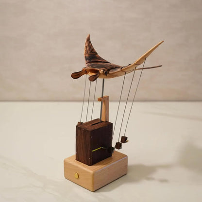 🦈Handmade Wooden Bionic Manta Rayy Dynamic Model, Mechanical Transmission Marine Biological, Desktop Relaxation Decor Gift