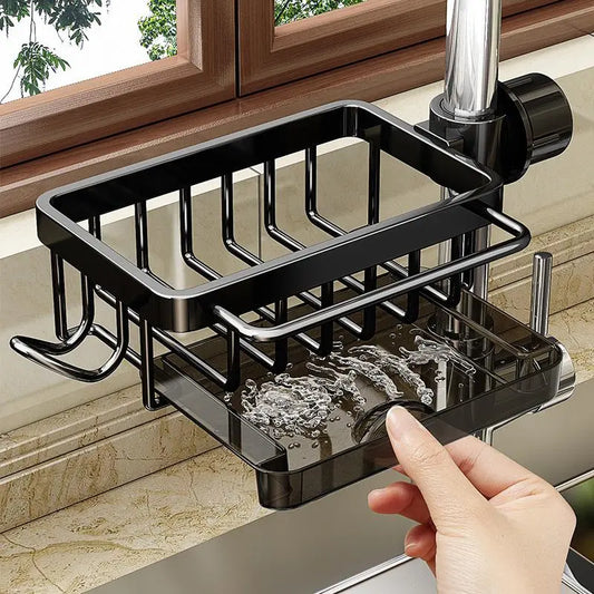 🧽 Stainless Steel Faucet Sink Organizer Rack – Keeps Sponges, Soap & Brushes Organized, Dry & Clutter-Free