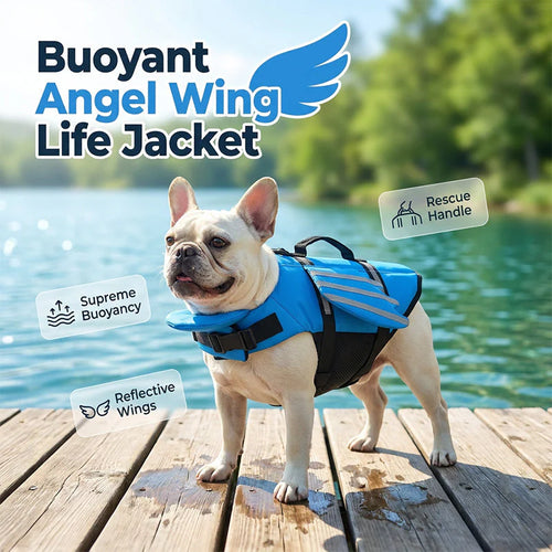 🥳2026 HOT SALE🥳 Reflective Angel Wing Dog Life Jacket – High‑buoyancy, quick‑rescue handle & breathable mesh. Reflective strips for evening swims.