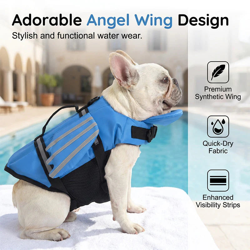 🥳2026 HOT SALE🥳 Reflective Angel Wing Dog Life Jacket – High‑buoyancy, quick‑rescue handle & breathable mesh. Reflective strips for evening swims.
