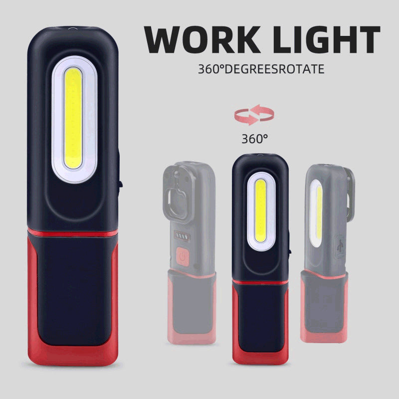 🔥SAKERPLUS Rechargeable Work Light, 3000LM COB LED Magnetic Mechanic Light with 360° Swivel Hook, 180° Adjustable Stand, Flashlight Mode, USB-C Charging, IP54 Water-Resistant for Car Repair, Garage & Camping